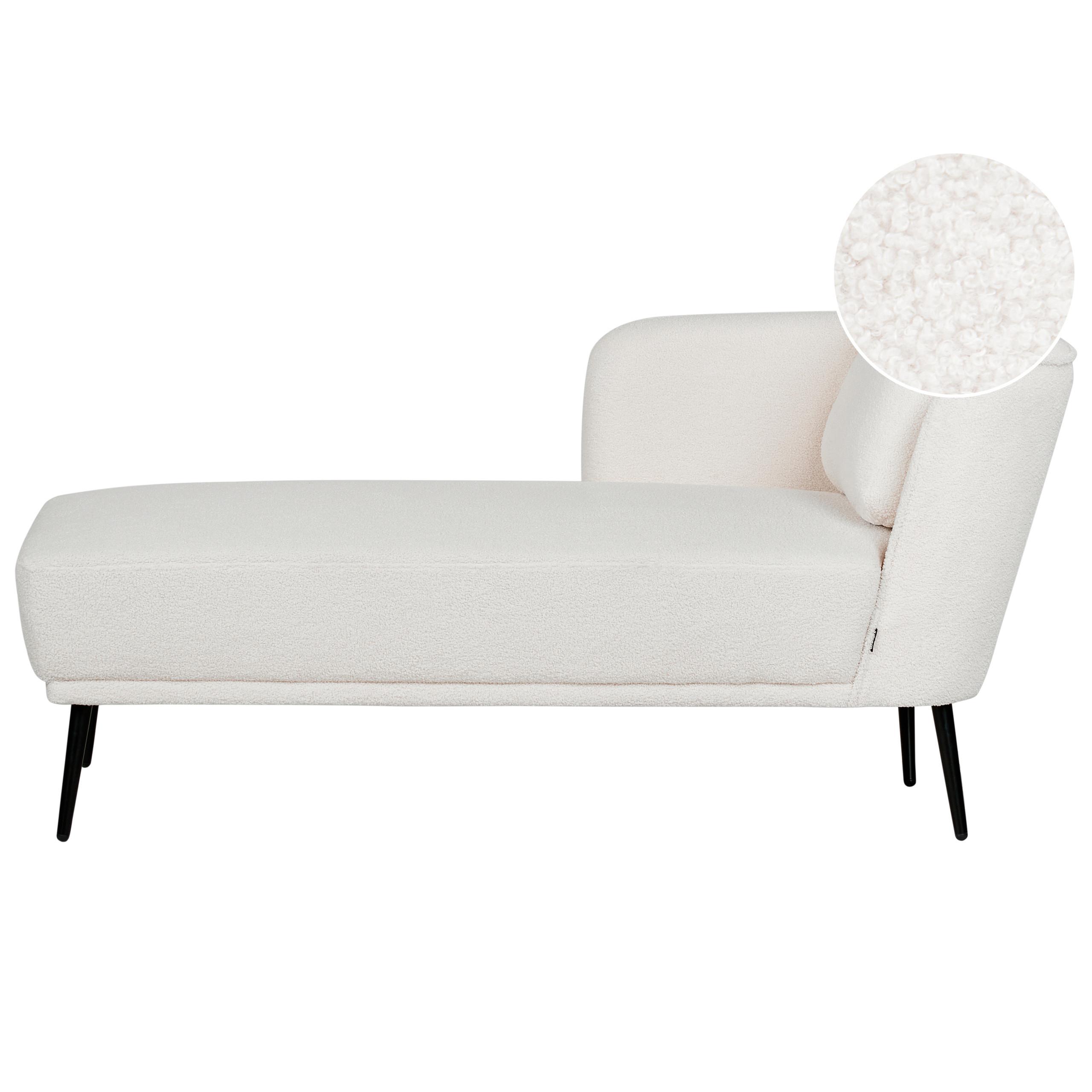 CHAISELONGUE-RECHTSSEITIGE Bouclé Cremeweiß Artheze - Creme/Schwarz, Textil (148/70/64cm) - Beliani