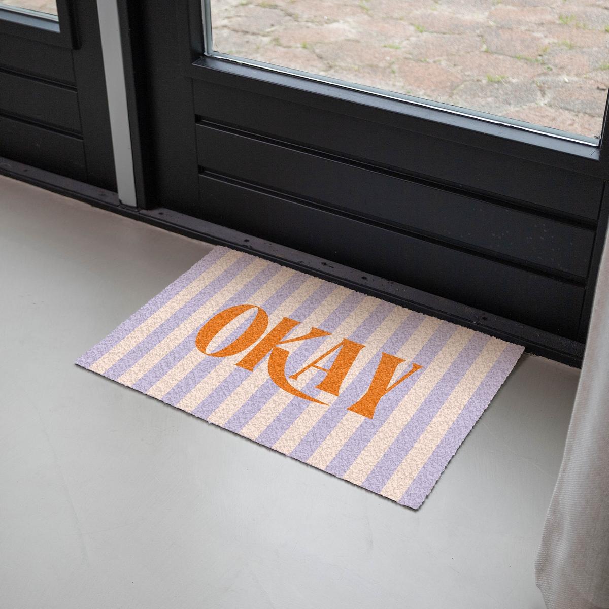 FUSSMATTE Lila – Orange – Streifen – Okay 60x40 cm - Flieder, Kunststoff (60/0.4cm) - MuchoWow