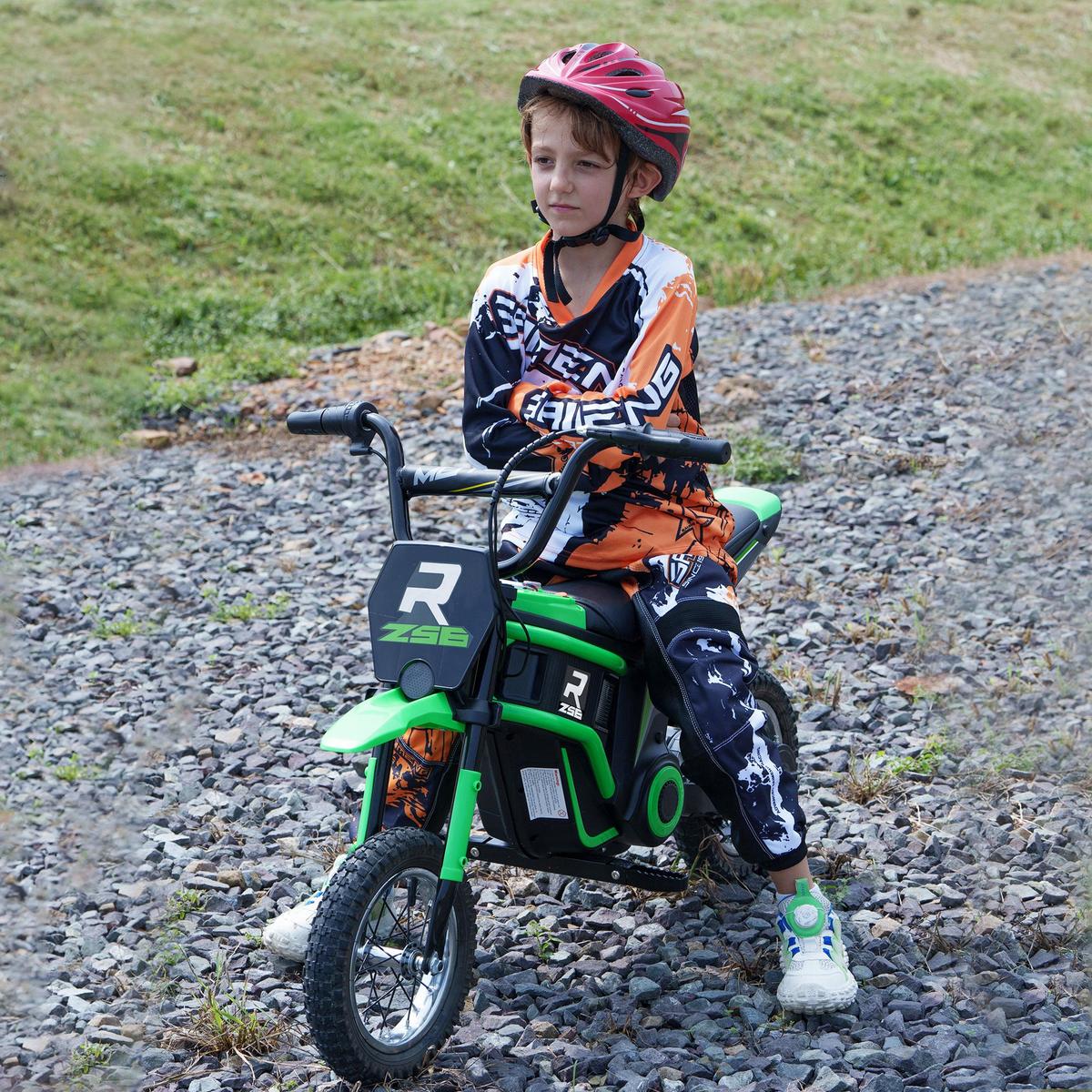 KINDER Elektro Motorrad, 12V Kindermotorrad mit Hupe, Leuchte, 8-16 km/h, Grün - Grün, Kunststoff (119/64/76.5cm) - HOMCOM
