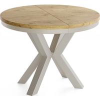 ESSTISCH Clara grau-beige runder ausziehbarer, Lancelot Eiche 120-200/120/76 cm - Greige/Eichefarben, Holzwerkstoff/Metall (120/196/76cm) - WFL GROUP