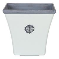 BLUMENTOPF weiß quadratisch 32/32/31 cm Elateia - Blau/Weiß, Stein (31cm) - Beliani