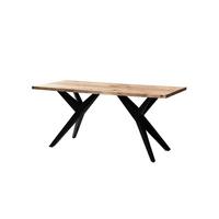 SCHREIBTISCH BLAVET, Akazie Massivholz, Akazie-Schwarz, 200 x 100 x 76 cm - Schwarz/Akaziefarben, Holz/Metall (100/200/76cm) - KADIMA DESIGN