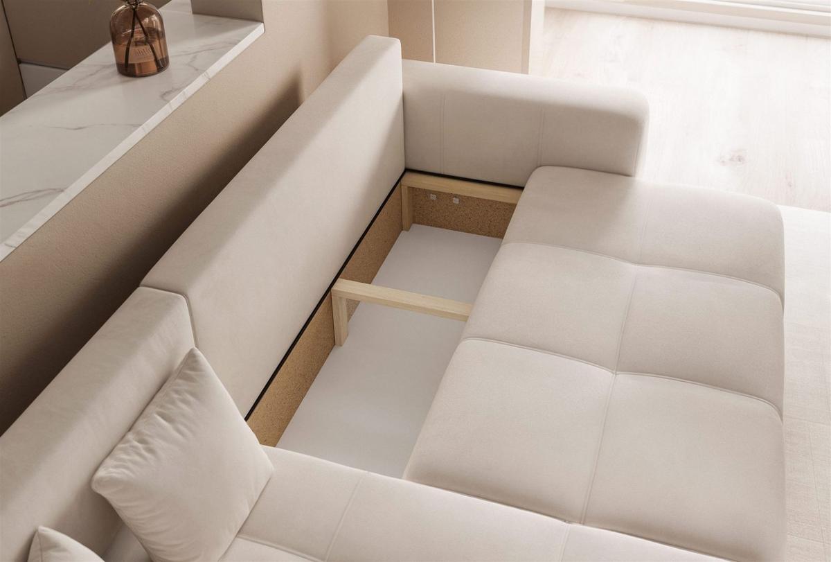 ECKSOFA Leros Mit Schlaffunktion - Creme, Holzwerkstoff/Textil (248/145cm) - Fun Möbel