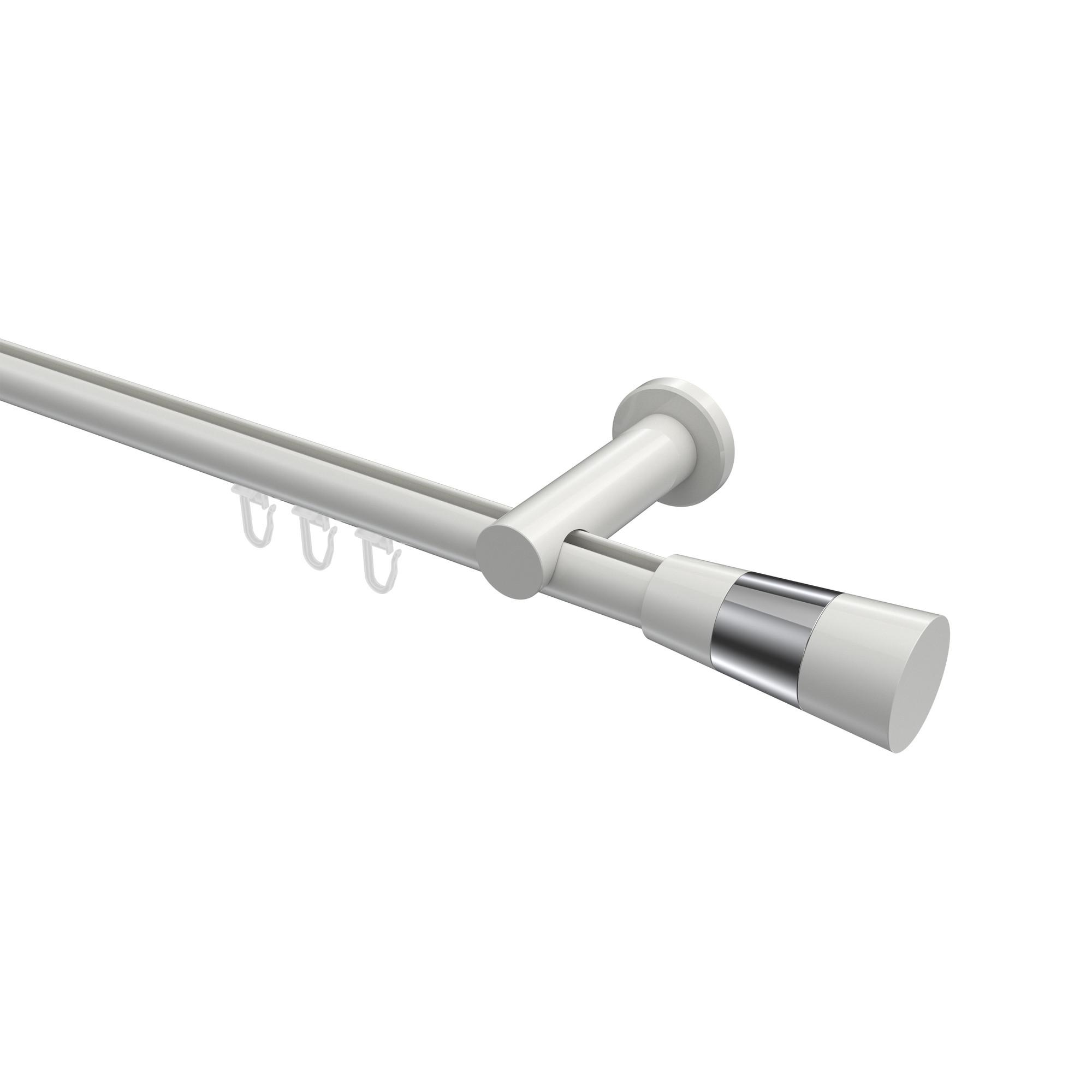 GARDINENSTANGE INNENLAUF Platon Tanara 320 cm (geteilt in 2 x 160 cm), 1-läufig, 20 mm Ø Weiß - Chromfarben/Weiß, Metall (320cm) - INTERDECO