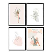 POSTER Set mit 4 Töne und Pastelldecke bildet weibliche Figuren A3 Rahmenlos - Klar, Papier (29.7/3cm) - Nacnic