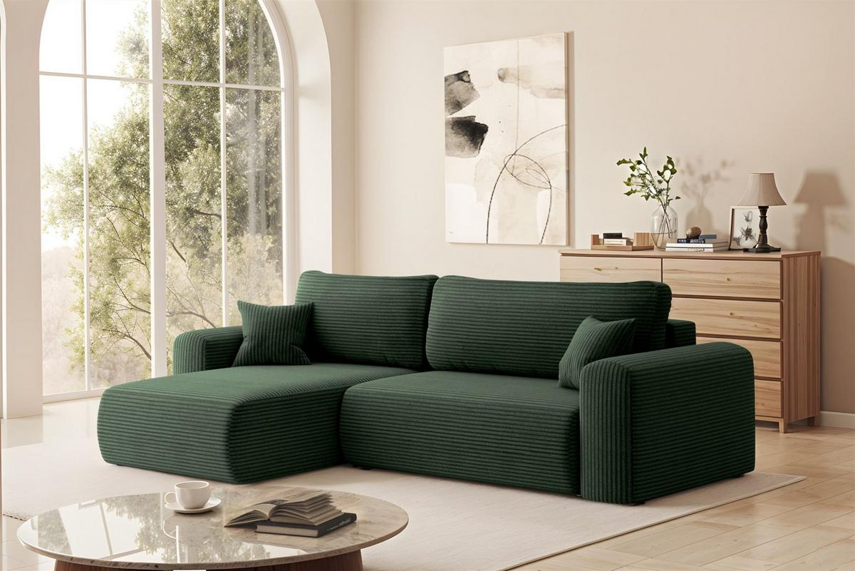 ECKSOFA Flora In Poso - Grün, Holzwerkstoff/Textil (145/272cm) - Fun Möbel