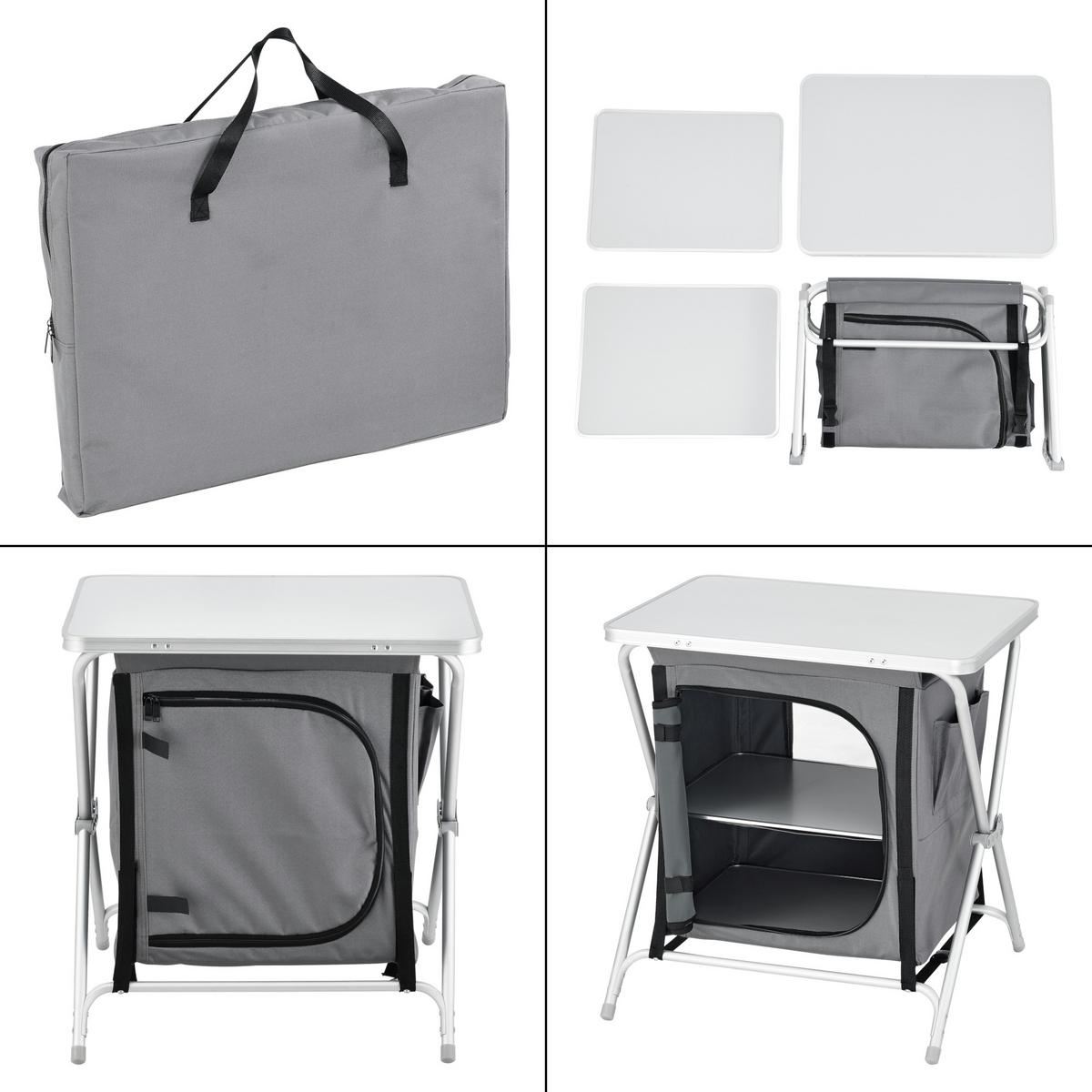 CAMPINGSCHRANK Tullinge - Grau, Textil/Metall (45/60/64cm) - [en.casa]