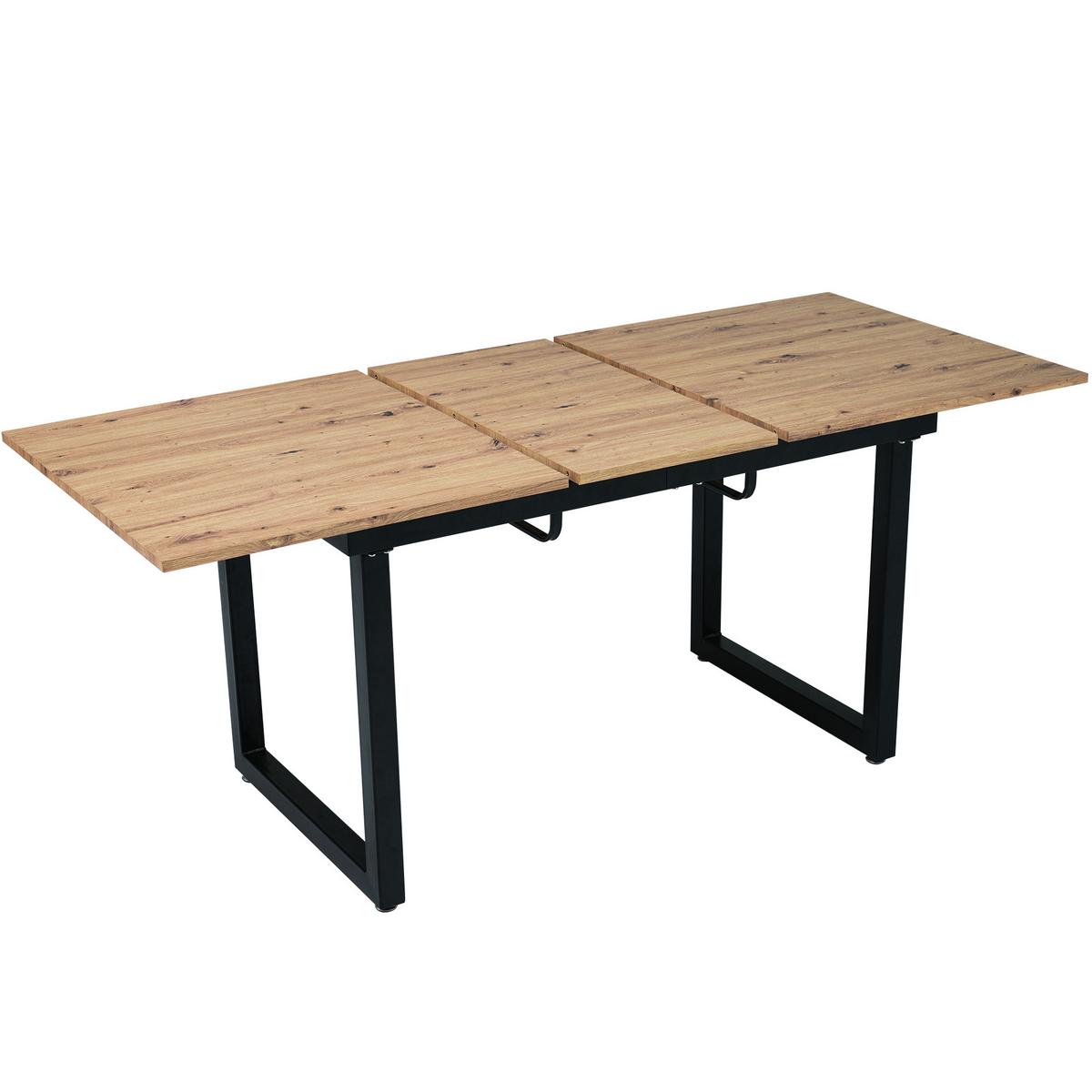 ESSTISCH Erweiterbarer Eicheoptik schwarz - Weiß, Holz/Metall (180/80/75cm) - Urban Meuble