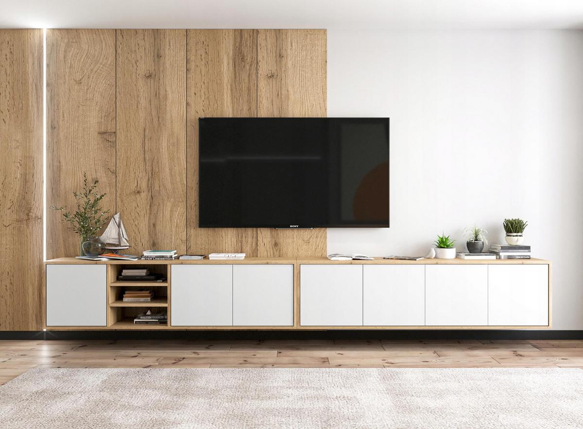TV-LOWBOARD Apollo Eiche wotan Weiß Matt 150 cm - Weiß, Holzwerkstoff (150/39/35cm) - Meble Lindner