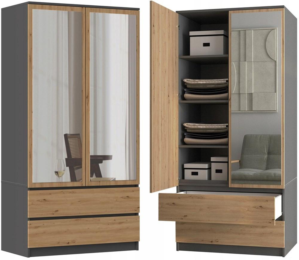 KLEIDERSCHRANK Anthrazit, Artisan 90/180/50 - Anthrazit, Holzwerkstoff (90/180/50cm) - RAUMHIRSCH FURNITURE