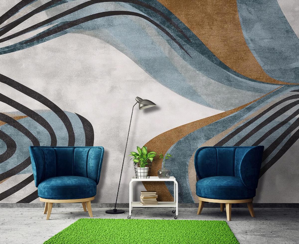 FOTOTAPETE Art Deco Abstrakt Grau 200x140 cm - Multicolor, Papier (200/140cm) - Wallarena