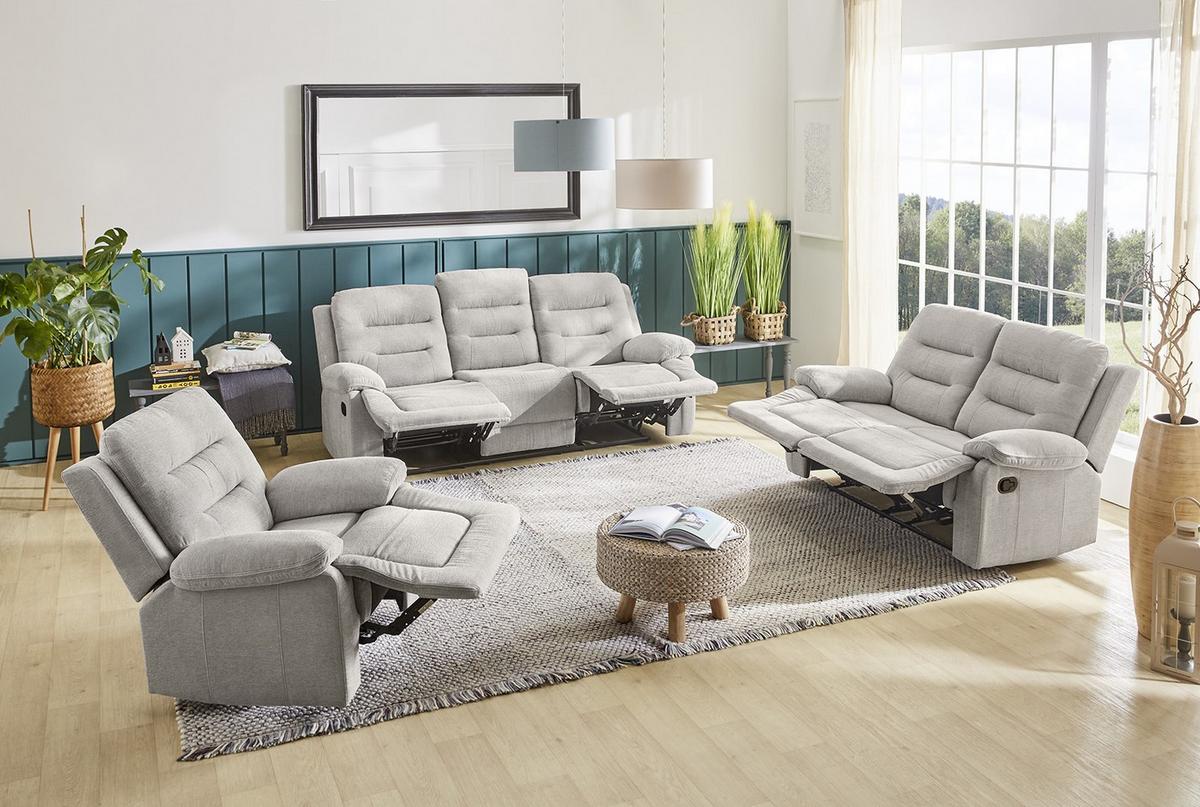 RELAX-FERNSEHSESSEL Federkern, Liegefunktion verstellbar durch halbautomatische Relaxfunktion B101/T98/H103 cm, Chenille Grau / 15501 - Schwarz/Grau, Textil (101/103/98cm) - luma-home