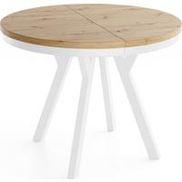 ESSTISCH Vero Neo rund ausziehbar verlängerbar, Eiche Artisan Hellbraun 80-130/80/77 cm - Eiche Artisan/Weiß, Holz/Holzwerkstoff (80/130/77cm) - WFL GROUP