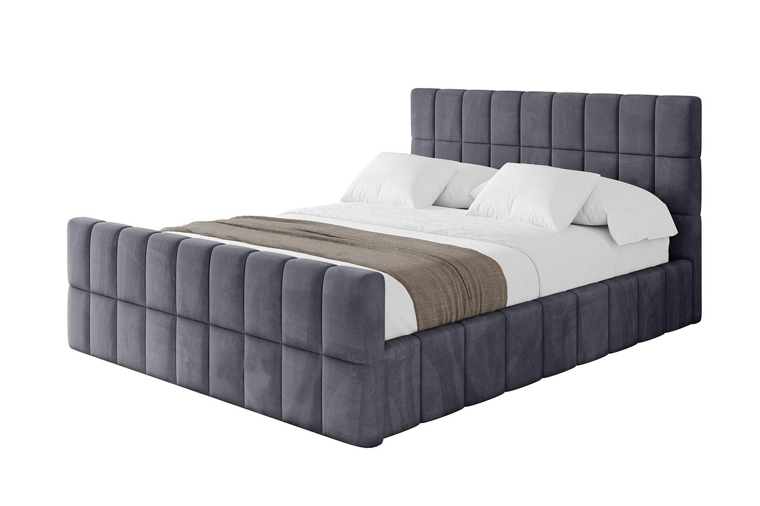 POLSTERBETT mit Bettkasten, Fußteil und Lattenrost, Boxbett mit Matratze H3/H4 - AMEA-Z 180x200 Dunkelgrau - Dunkelgrau, Holzwerkstoff/Textil (180/200cm) - ALTDECOR