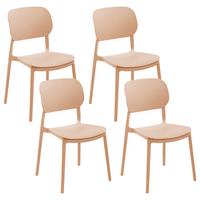GARTENSTUHL 4er-Set Sandbeige Tupiza - Sandfarben, Kunststoff (47/82/48cm) - Beliani
