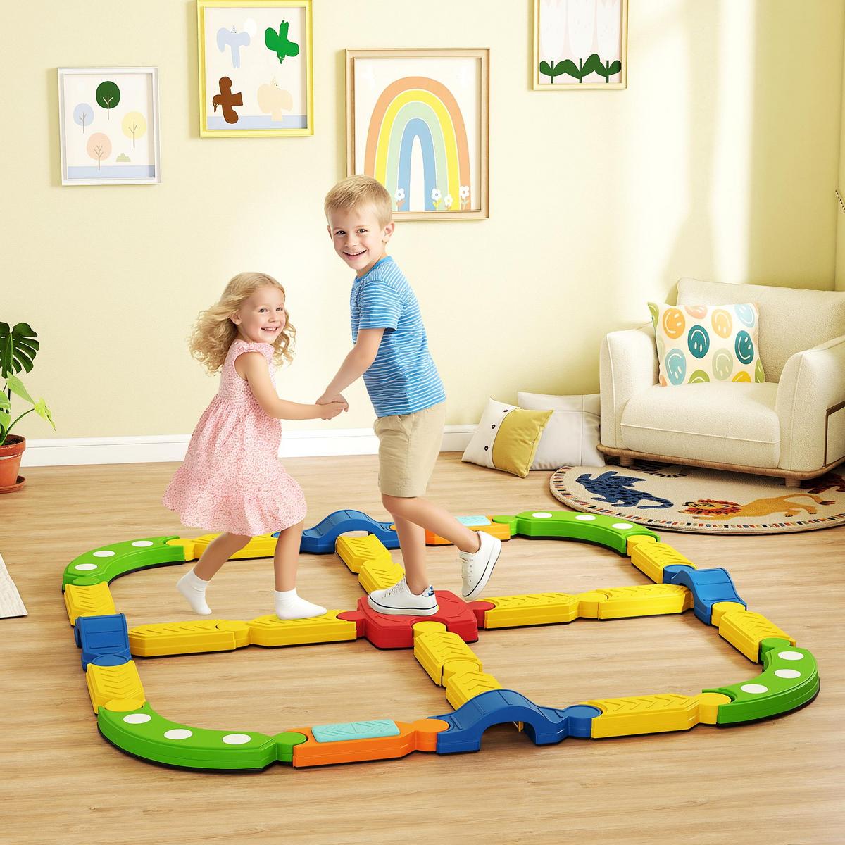 KINDER-BALANCIERBALKEN Kunststoff Mehrfarbig - Multicolor, Kunststoff (176/10.5/176cm) - AIYAPLAY