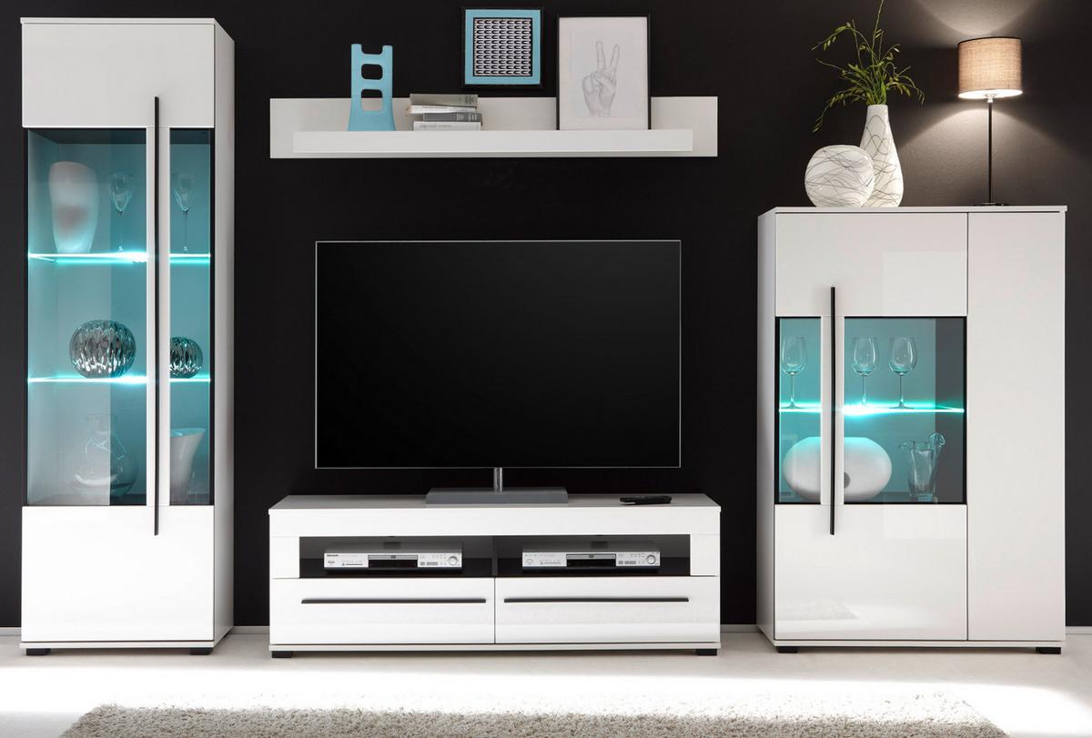 TV-LOWBOARD weiß Hochglanz, Flat-TV Unterschrank 140 x 47 cm mit Soft-Close - Weiß Hochglanz, Holzwerkstoff (140/47/42cm) - Furn.Design