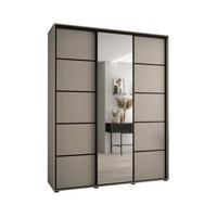 SCHWEBETÜRENSCHRANK 235,2/190/60 3-türig - Kaschmir/Schwarz, Holz/Metall (190/235.2/60cm) - MÖBEL KRYSPOL