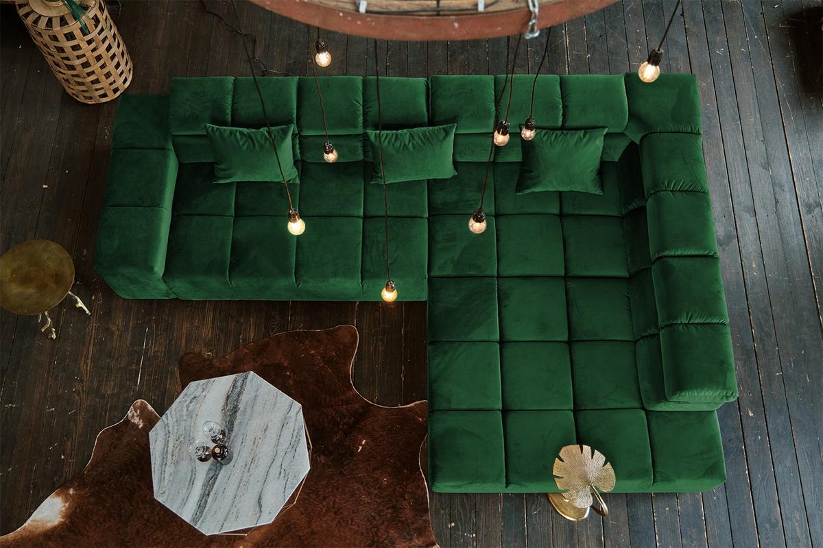 ECKSOFA NEVADA Smaragdgrün Velvet - Smaragdgrün/Schwarz, Textil (319/215cm) - KAWOLA