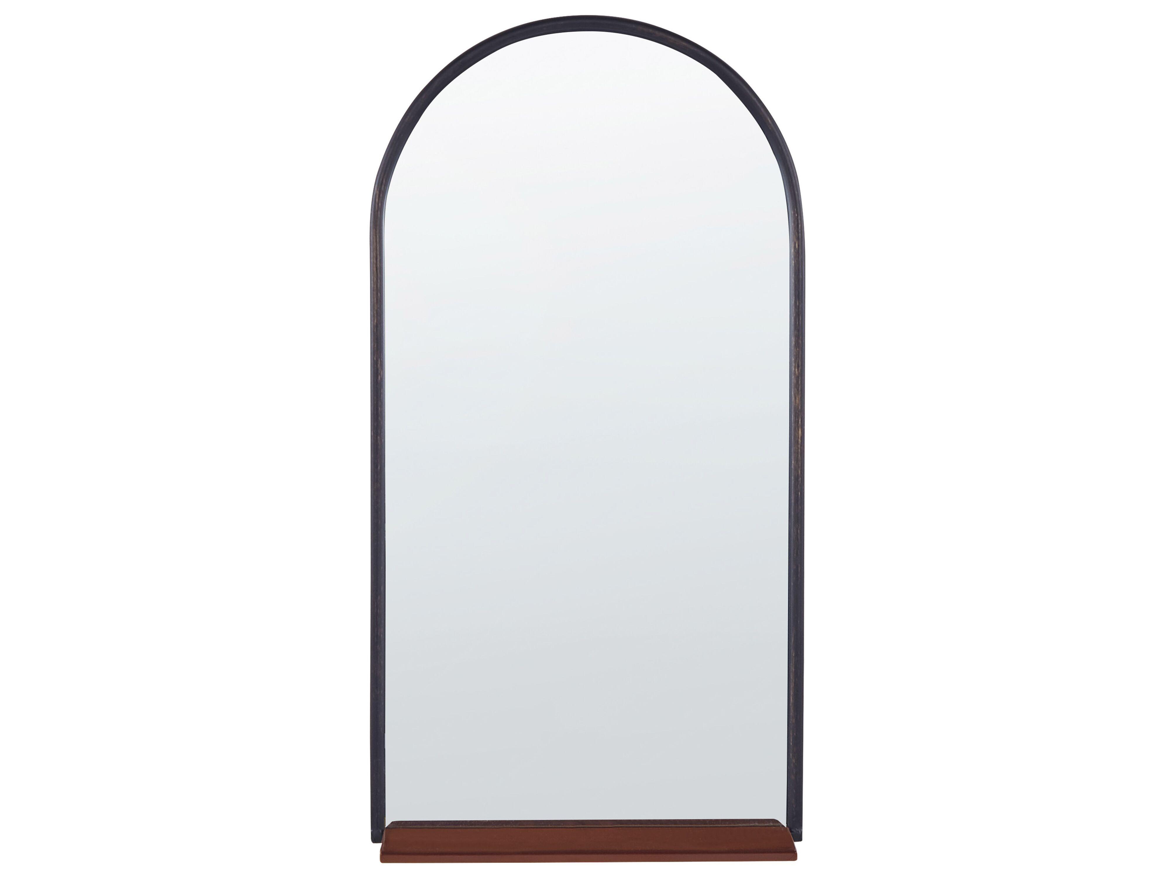 WANDSPIEGEL mit Ablage schwarz/kupfer oval 40/67 cm Domme - Silberfarben/Schwarz, Glas (40/67/2cm) - Beliani