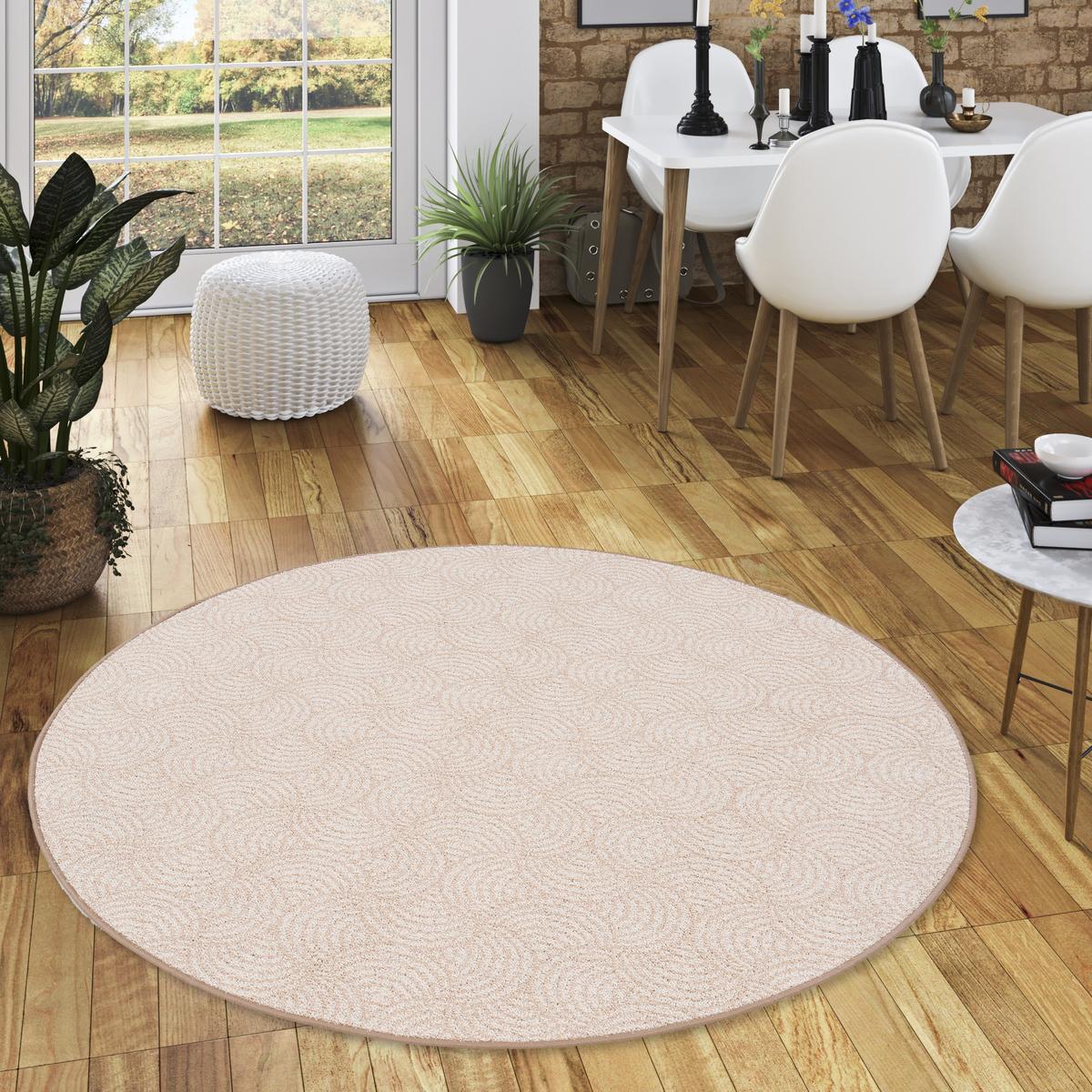 FEINSCHLINGE DESIGNER TEPPICH RUND CIRCLE - Beige, Textil (100/100cm) - Snapstyle