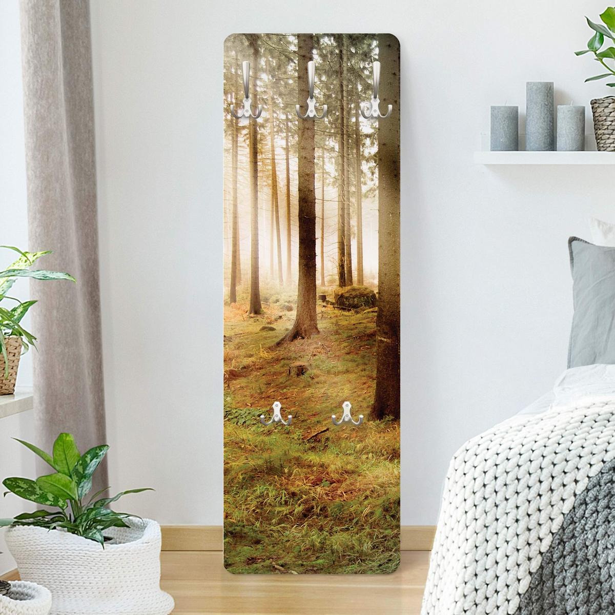 WANDGARDEROBE - No.CA48 Morning Forest 34/105 cm - Braun, Holzwerkstoff (34/105/1.6cm) - Bilderwelten
