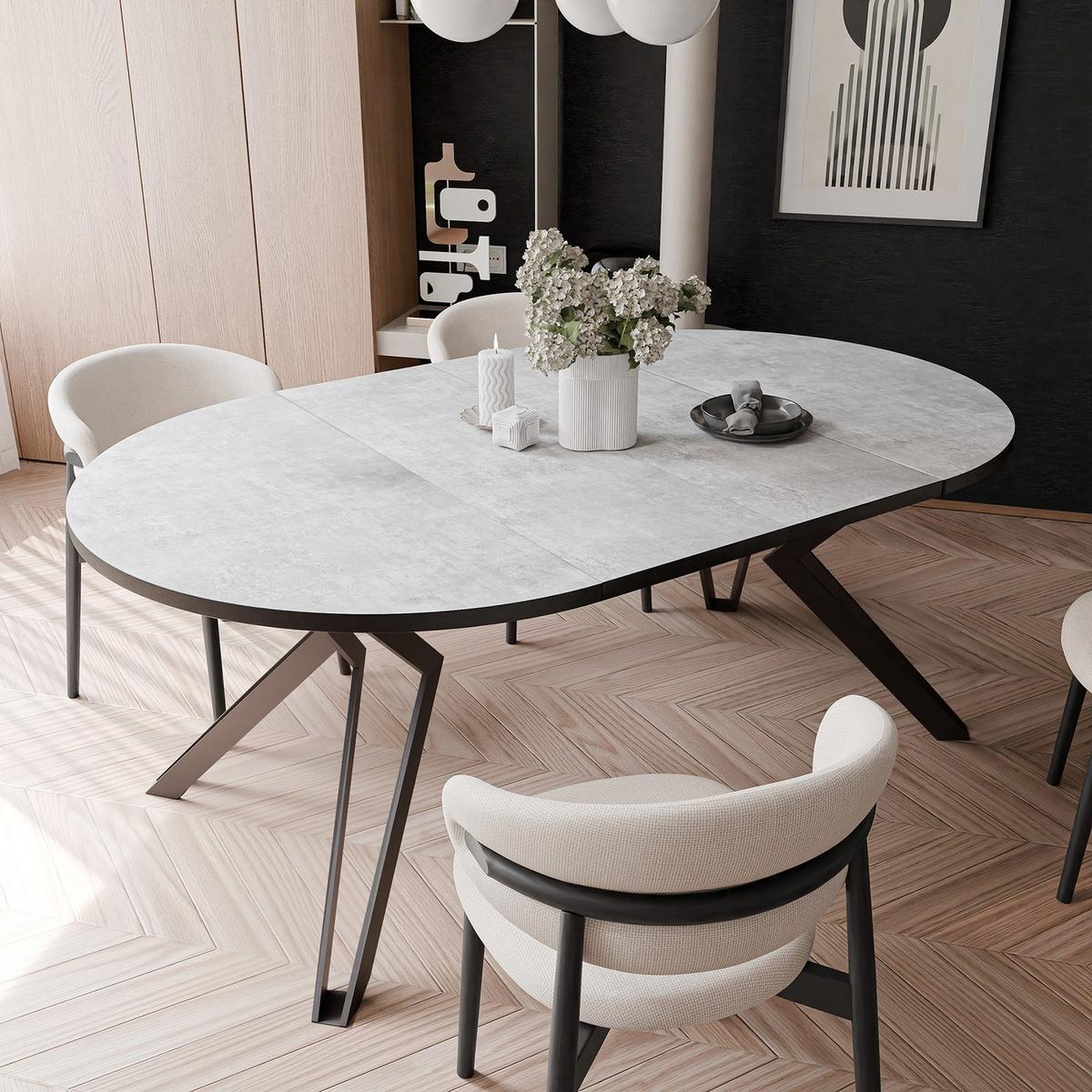 ESSTISCH ausziehbar aus MDF, Grau - Schwarz/Grau, Holzwerkstoff (120/120/76cm) - Idohome