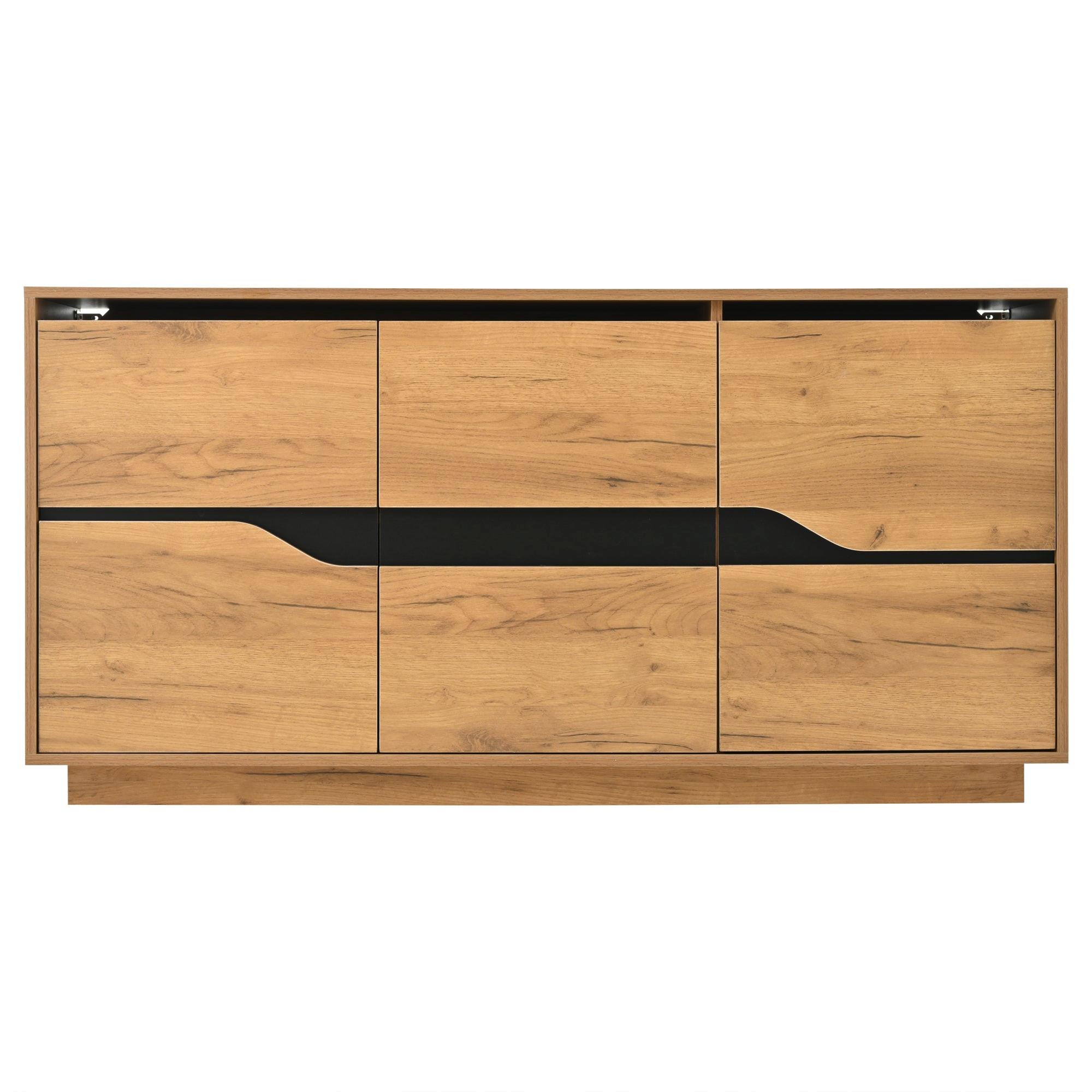 INDUSTRIE-SIDEBOARD in Holzoptik und Schwarz, 3 Türen - Beige, Textil (40/70/140cm) - Urban Meuble