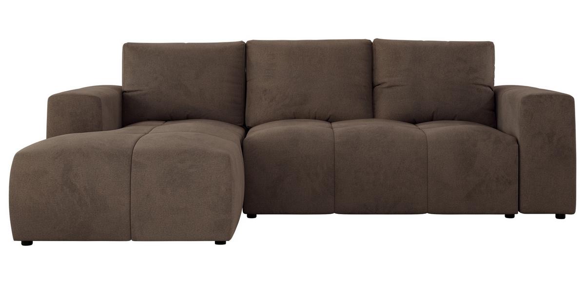 ECKSOFA MONIVA Braun Velvet - Links - Schwarz/Braun, Textil (164/266cm) - MKS