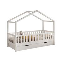 HAUSBETT Kapua 90x200 Bettschublade Rausfallschutz Kiefer massiv weiß - Weiß, Holz (90/200cm) - 58aufmkessel
