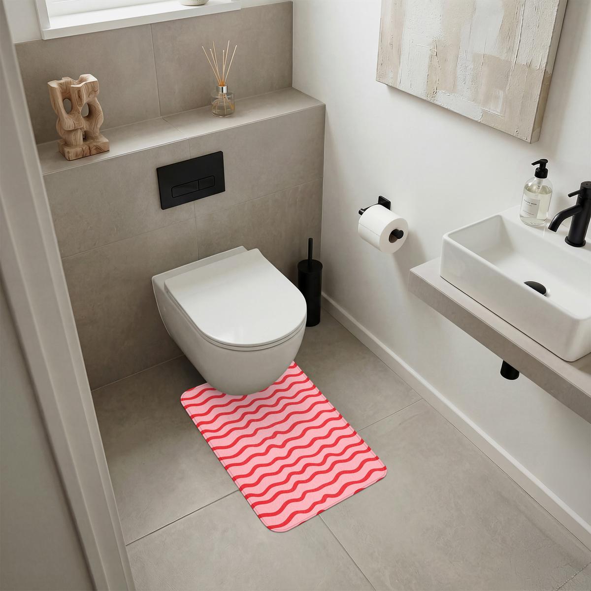 WC-VORLEGER Verspielt - Muster - Rot WC Teppich 40x60 cm - Rosa, Textil (40/1cm) - OnlyWow