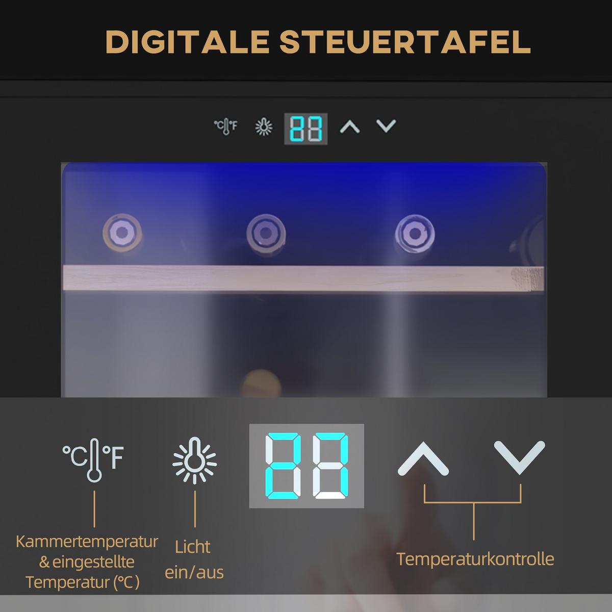 WEINKÜHLSCHRANK Metall Hartglas Schwarz - Schwarz, Metall (45/75/43cm) - HOMCOM