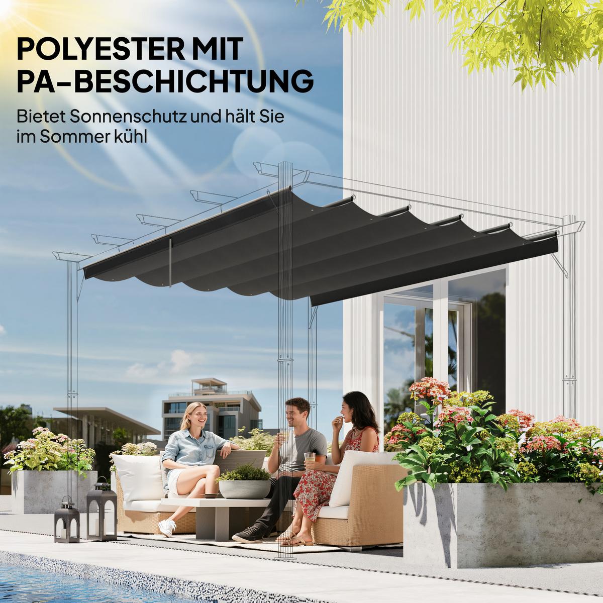 ERSATZDACH, Polyester, Dunkelgrau - Dunkelgrau, Kunststoff (255/6/250cm) - Outsunny