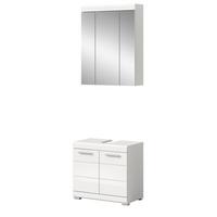 BADMÖBEL-SET weiß Hochglanz 2-teilig 60 cm, Kombination mit Spiegelschrank - Weiß Hochglanz, Glas/Holzwerkstoff (60/191/34cm) - Inn.Furn