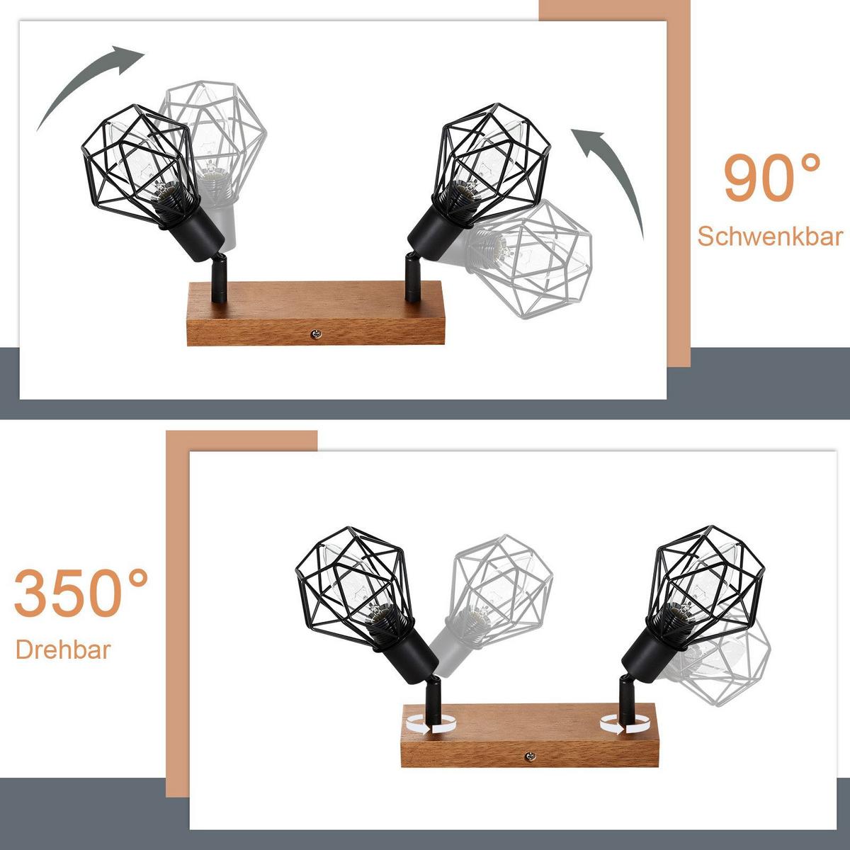 DECKENSTRAHLER Schläger 17/9/20 cm - Schwarz, Metall (17/9/20cm) - Nettlife