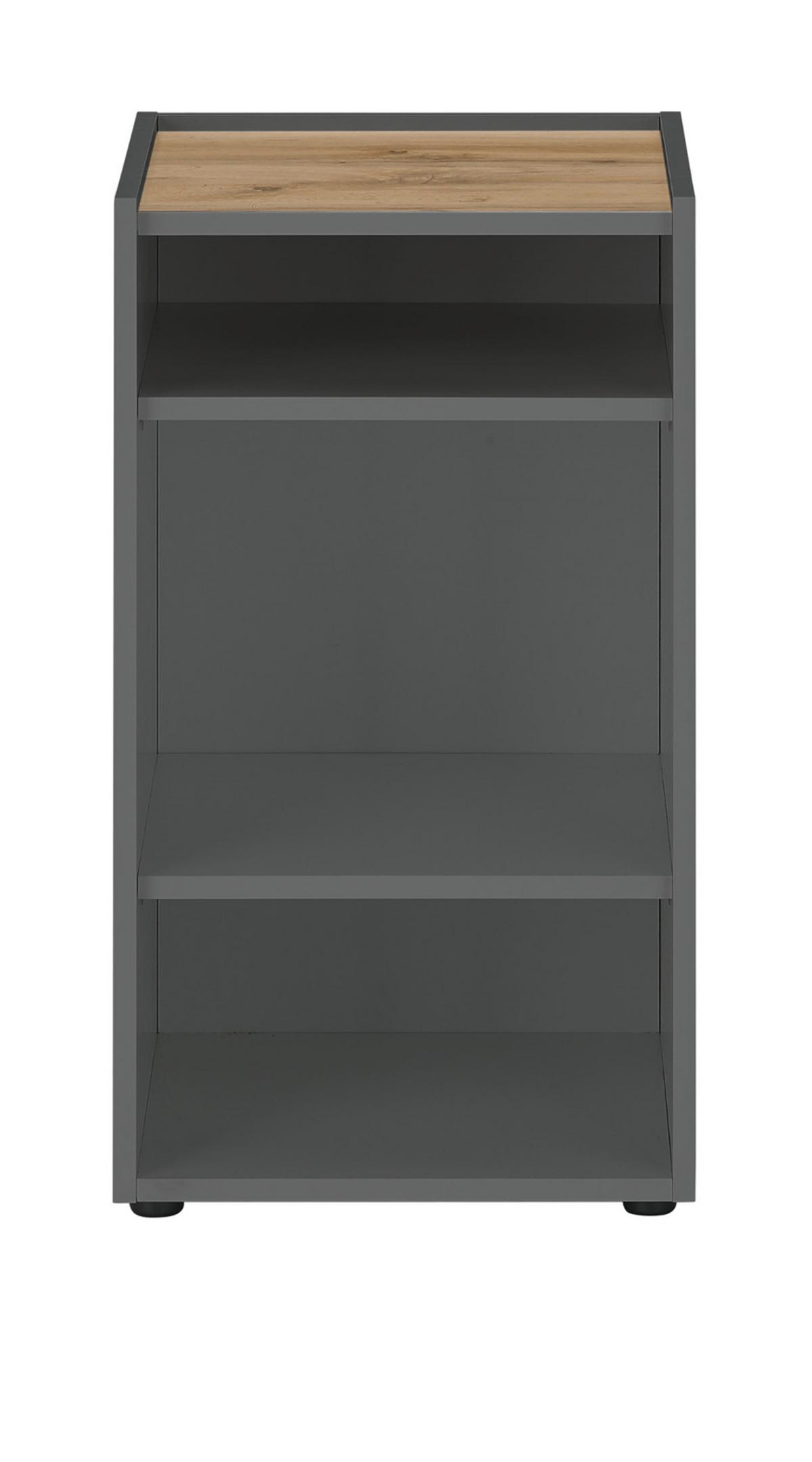STANDCONTAINER Grau, Eiche Wotan 40 x 70 cm, Aktenregal mit 3 Fächern - Eiche Wotan/Schwarz, Holzwerkstoff/Kunststoff (40/70/40cm) - Furn.Design