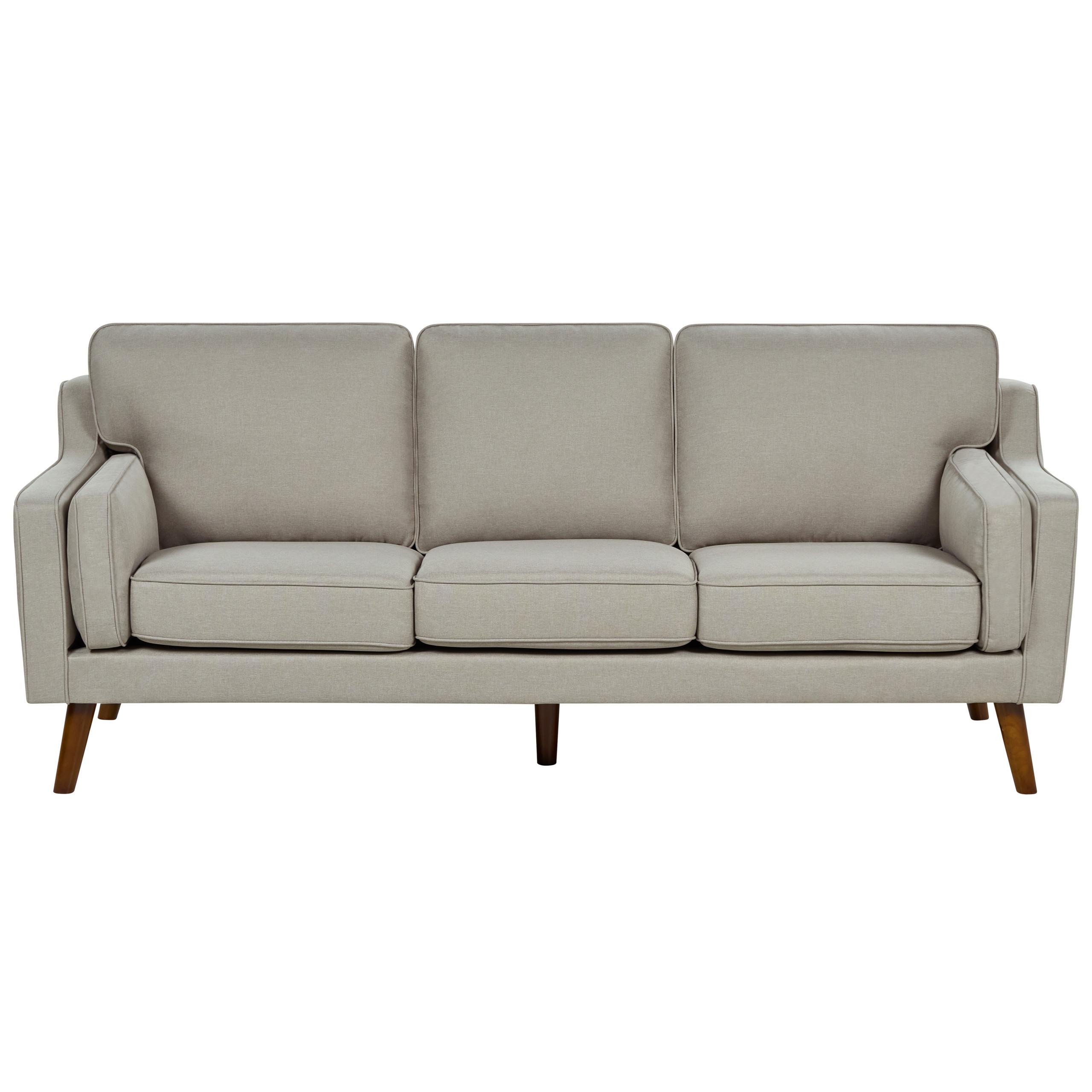 3-SITZER-SOFA beige Lokka - Beige/Dunkelbraun, Textil (204/85/83cm) - Beliani