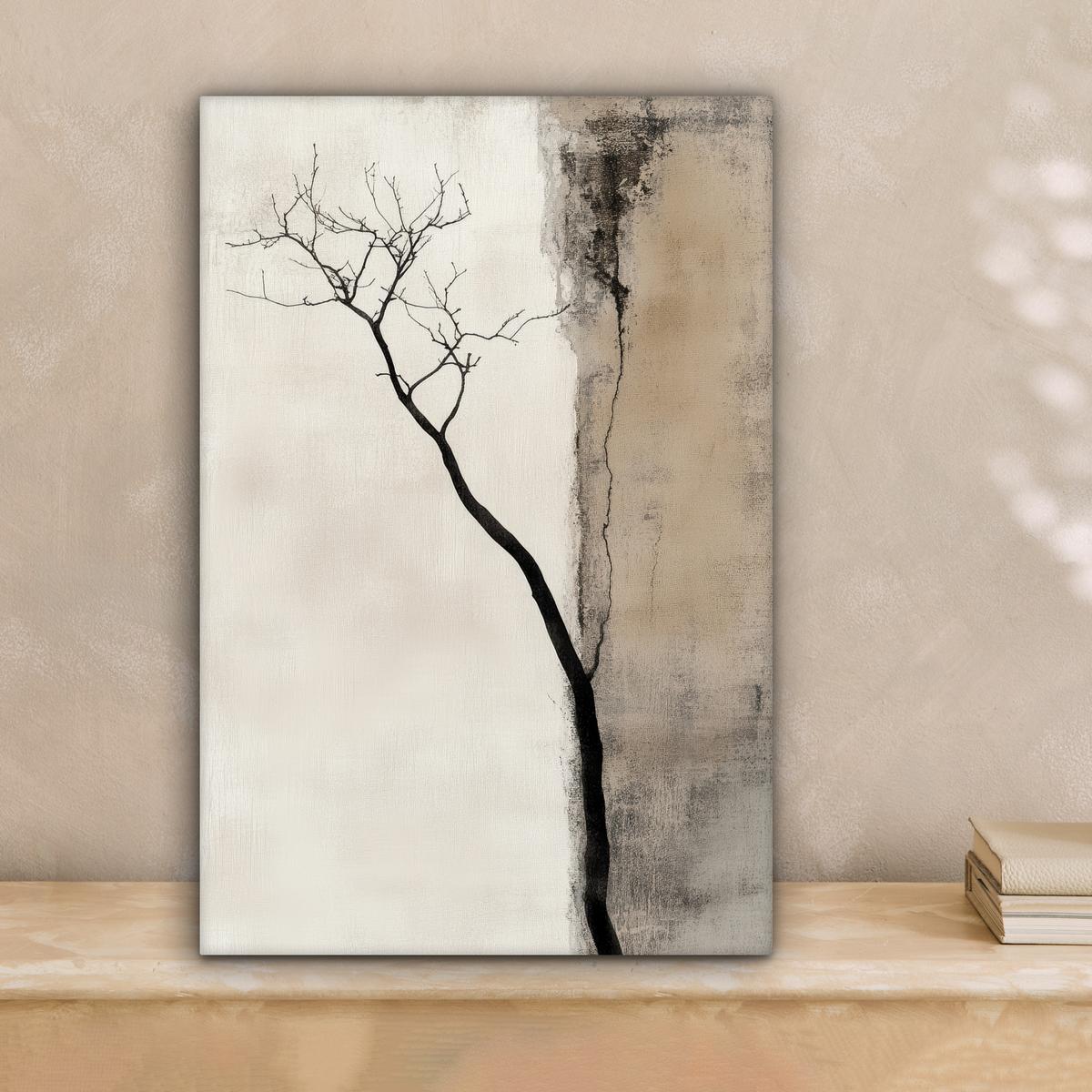 LEINWANDBILD Wabi sabi - Pflanze - Beige Deko Wohnzimmer 20x30 cm - Taupe, Textil (20/30cm) - MuchoWow
