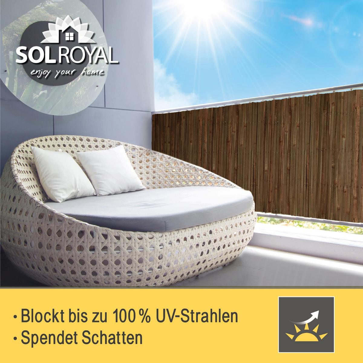 SICHTSCHUTZZAUN SolVision B55 120/600 cm Bambus Braun - Braun, Naturmaterialien (600/120cm) - Sol Royal