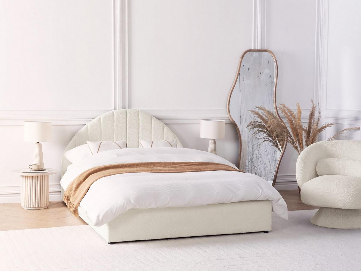 BETT mit Stauraum 140/200 cm Cremeweiß Chadenet - Weiß, Textil (140/200cm) - Beliani