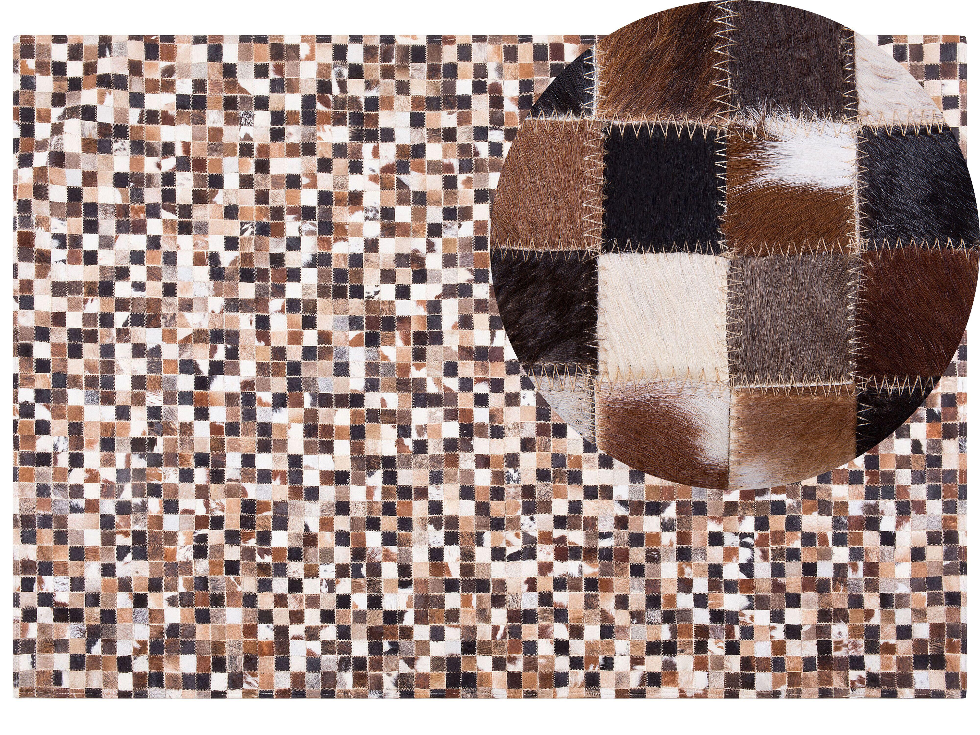 KURZFLOR-TEPPICH Konya 230/160 cm - Multicolor, Fell (160/230cm) - Beliani