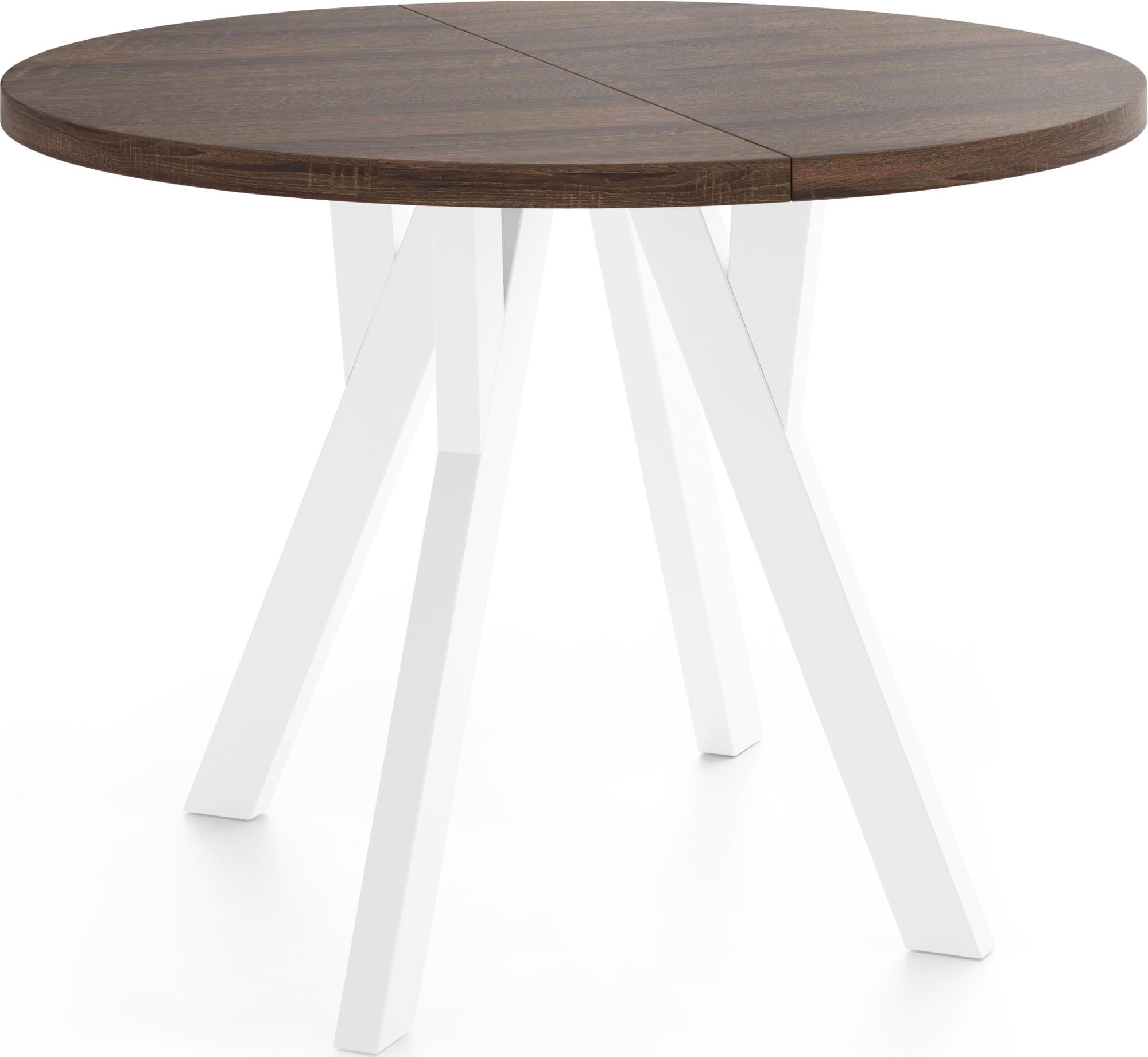 ESSTISCH Avero White runder ausziehbarer, Eiche Sonoma dunkelbraun 100-200/100/77 cm - Eichefarben/Weiß, Holz/Holzwerkstoff (100/200/77cm) - WFL GROUP