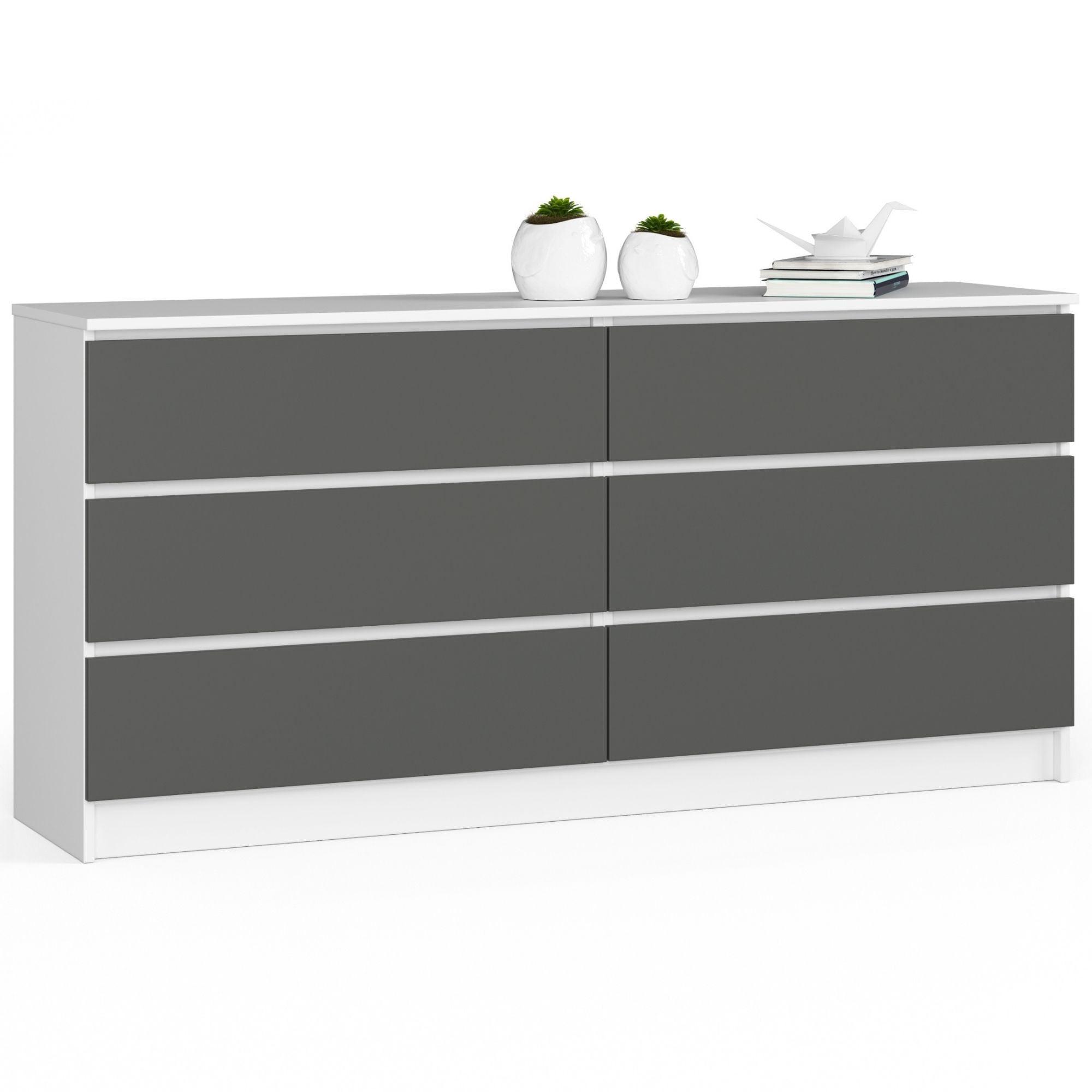 KOMMODE Weiß, Graphit Grau 77/160/40 - Weiß, Holzwerkstoff (160/77/40cm) - RAUMHIRSCH FURNITURE