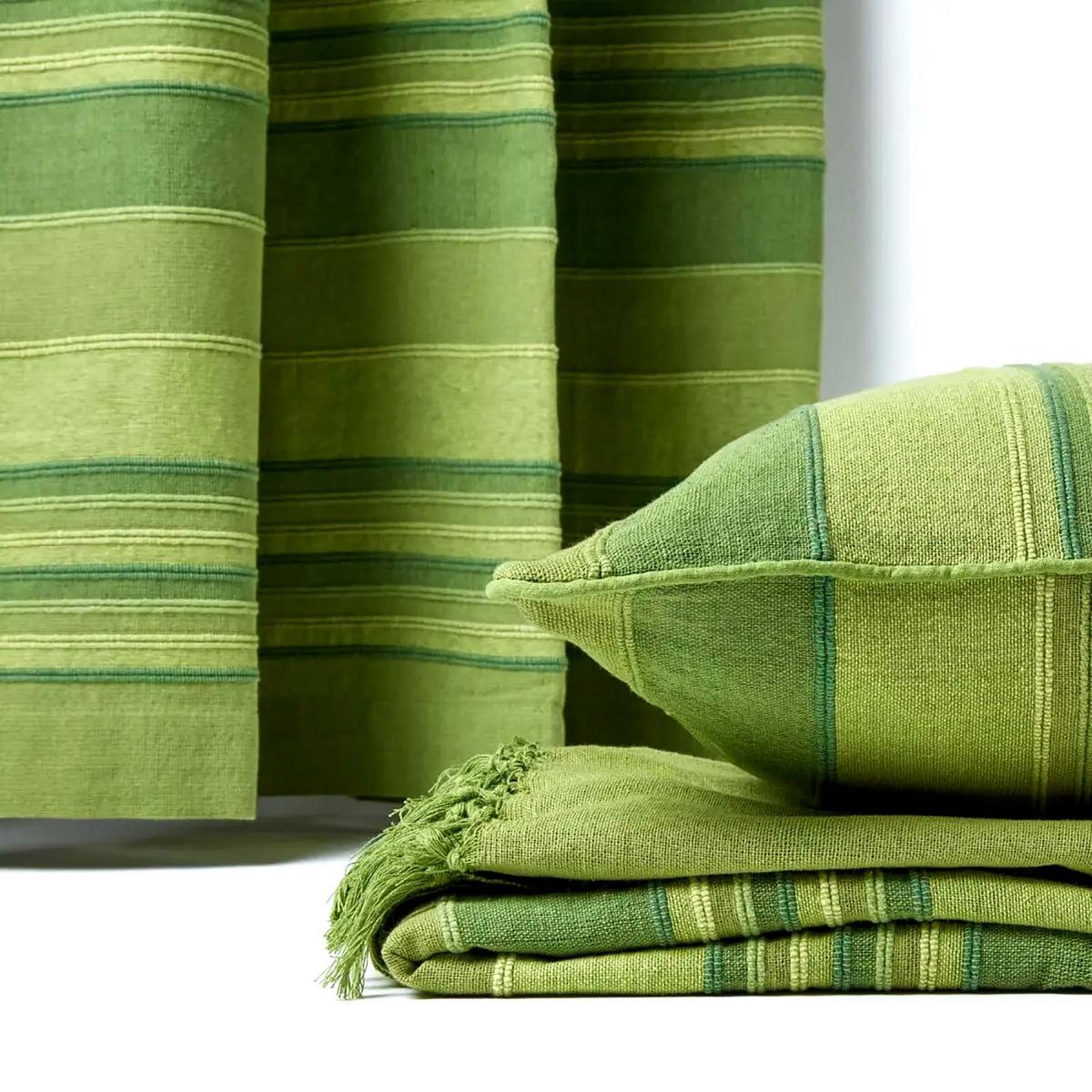 ÖSENVORHANG Morocco blickdicht 2er-Set, 167/182 cm - Grün, Textil (167/182cm) - Homescapes