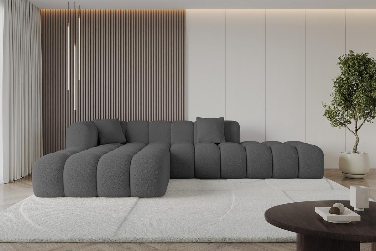 ECKSOFA Ottomane Links OLEA-L2 - 289x176x71 cm Grau - Platinfarben/Schwarz, Holzwerkstoff/Kunststoff (190/309cm) - ALTDECOR