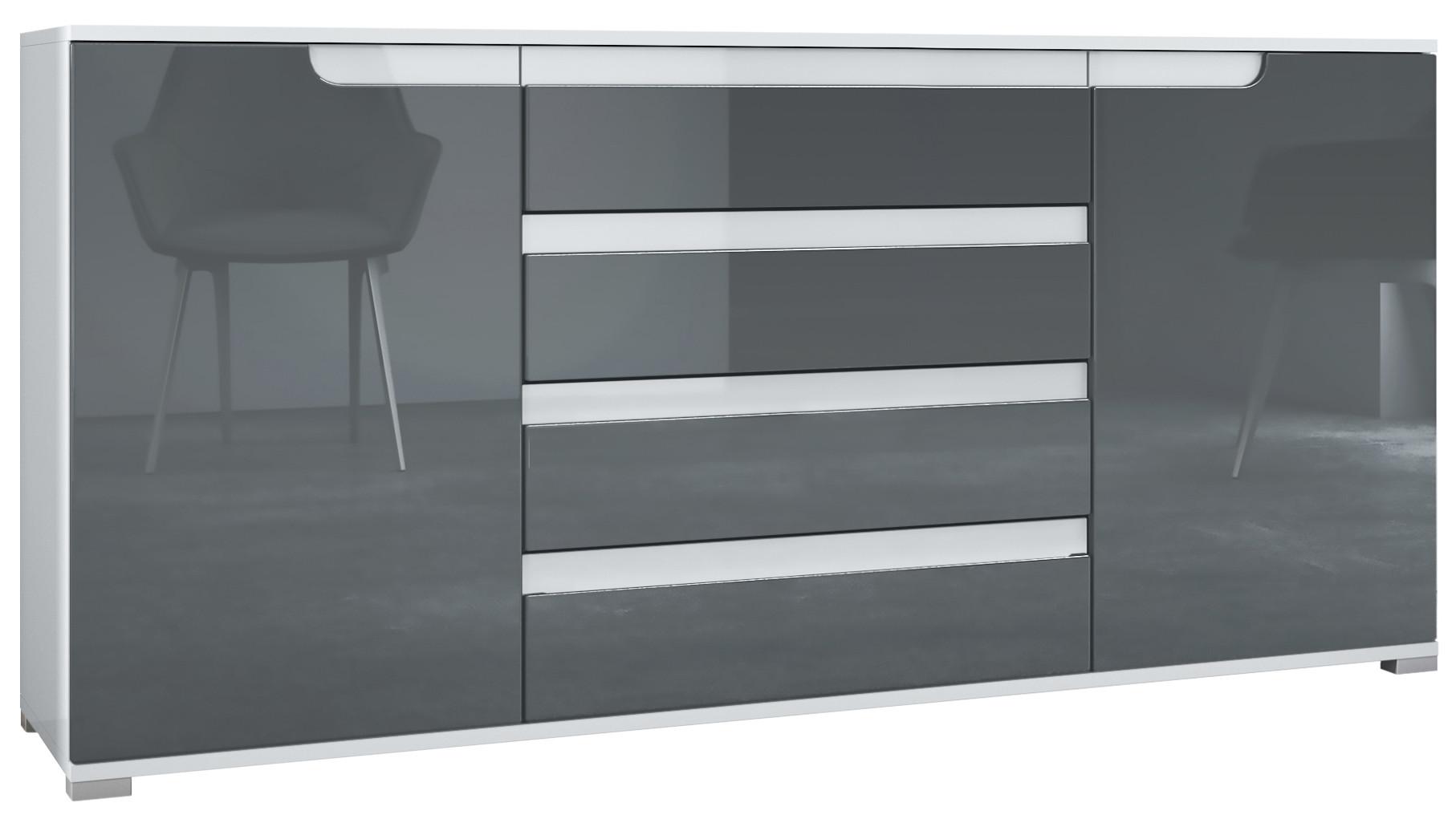 SIDEBOARD Sylt Grau Hochglanz / Weiß Hochglanz - Grau, Holzwerkstoff (166.5/75.5/35cm) - Vladon