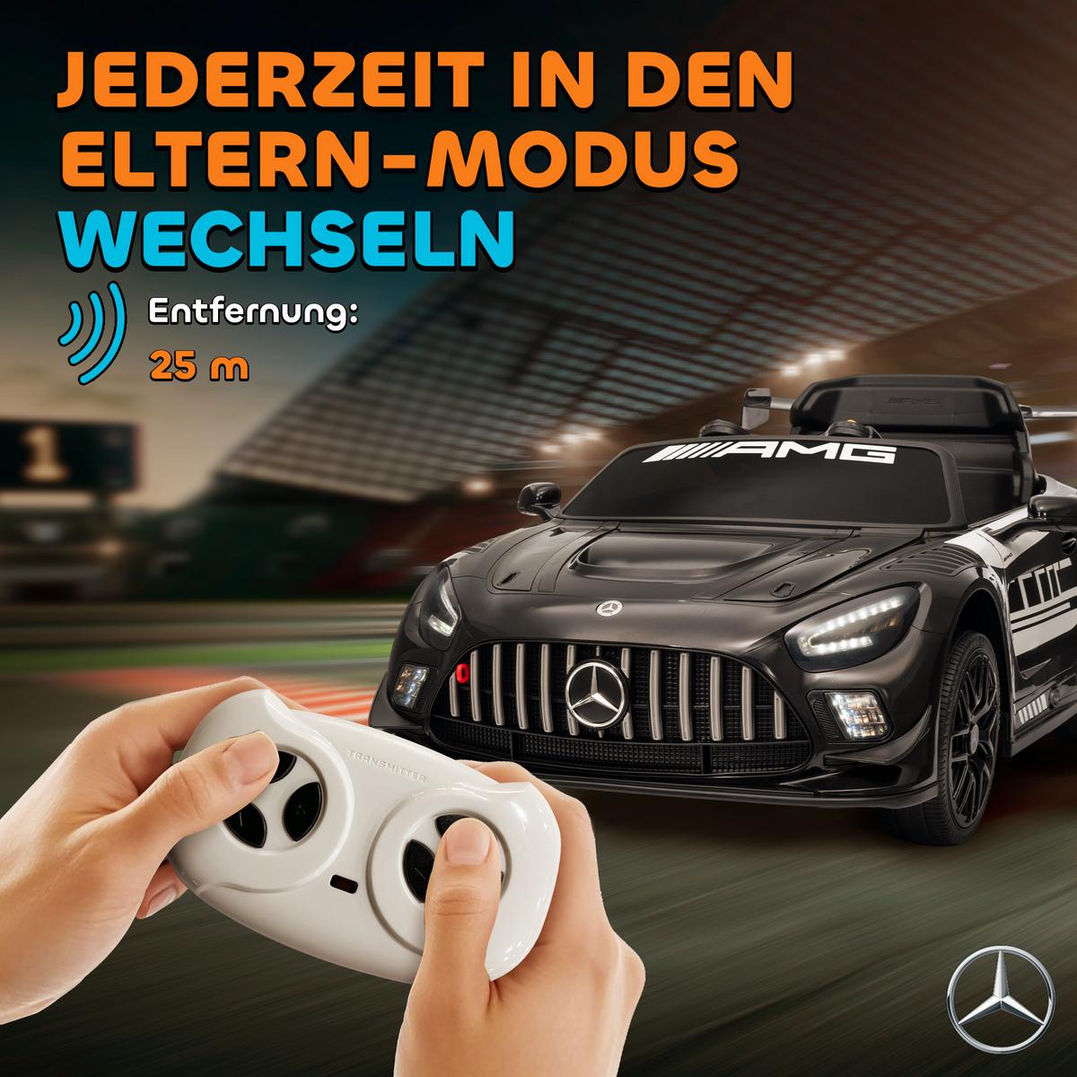 KINDER-ELEKTROAUTO Mercedes-AMG 12V mit Fernbedienung Musik Leuchte - Schwarz, Metall (115/66/44cm) - AIYAPLAY