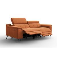 SOFA RELAX FIERO 3-Sitzer, Oranger Veloursstoff - Schwarz/Orange, Holz/Textil (212/82/103cm) - Courtois Laville