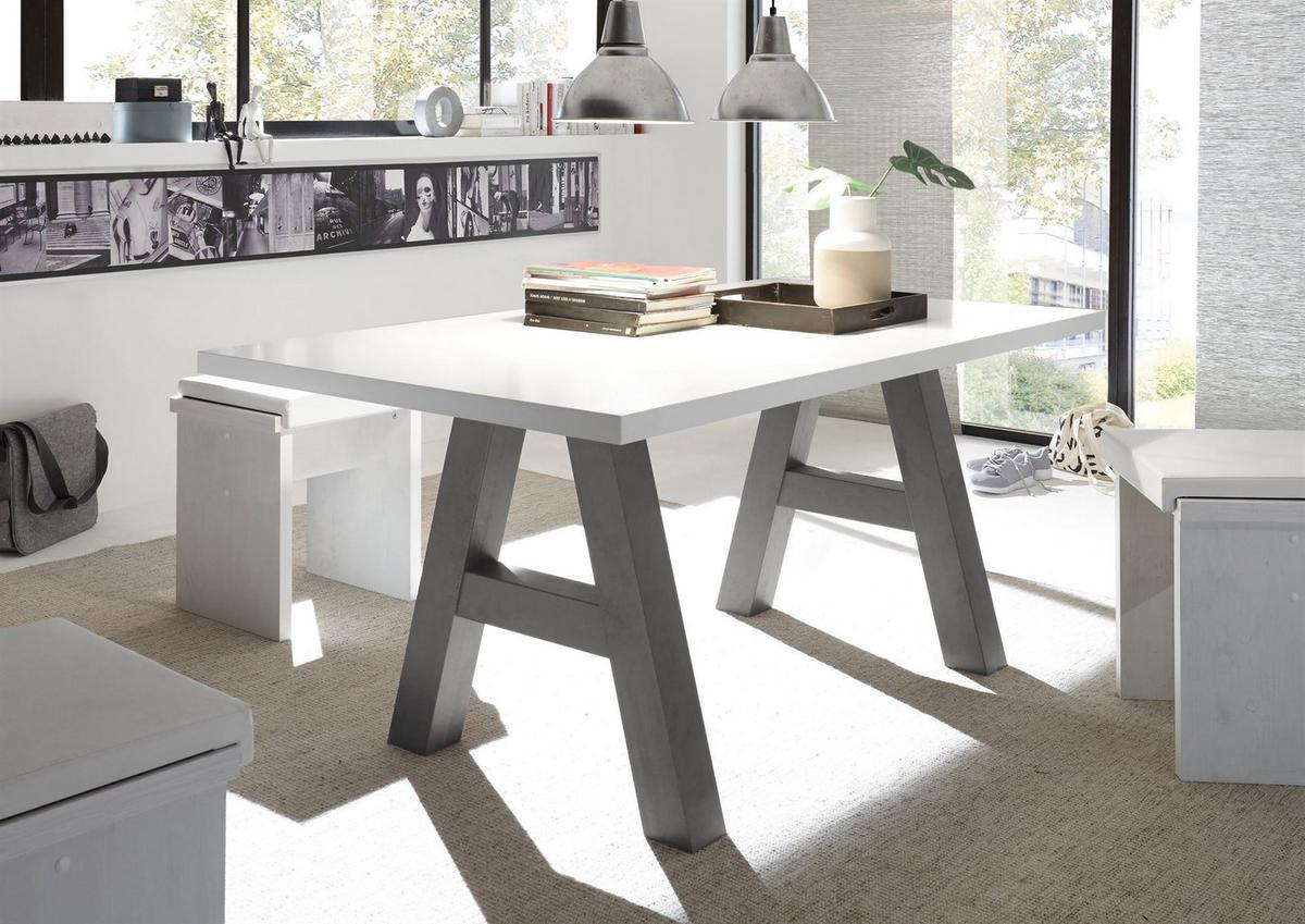 ESSZIMMERTISCH Elia 4 160 x 90 x 75 Esstisch Graphit/Weiß Matt Lack - Weiß, Holz (160/90/75cm) - 58aufmkessel