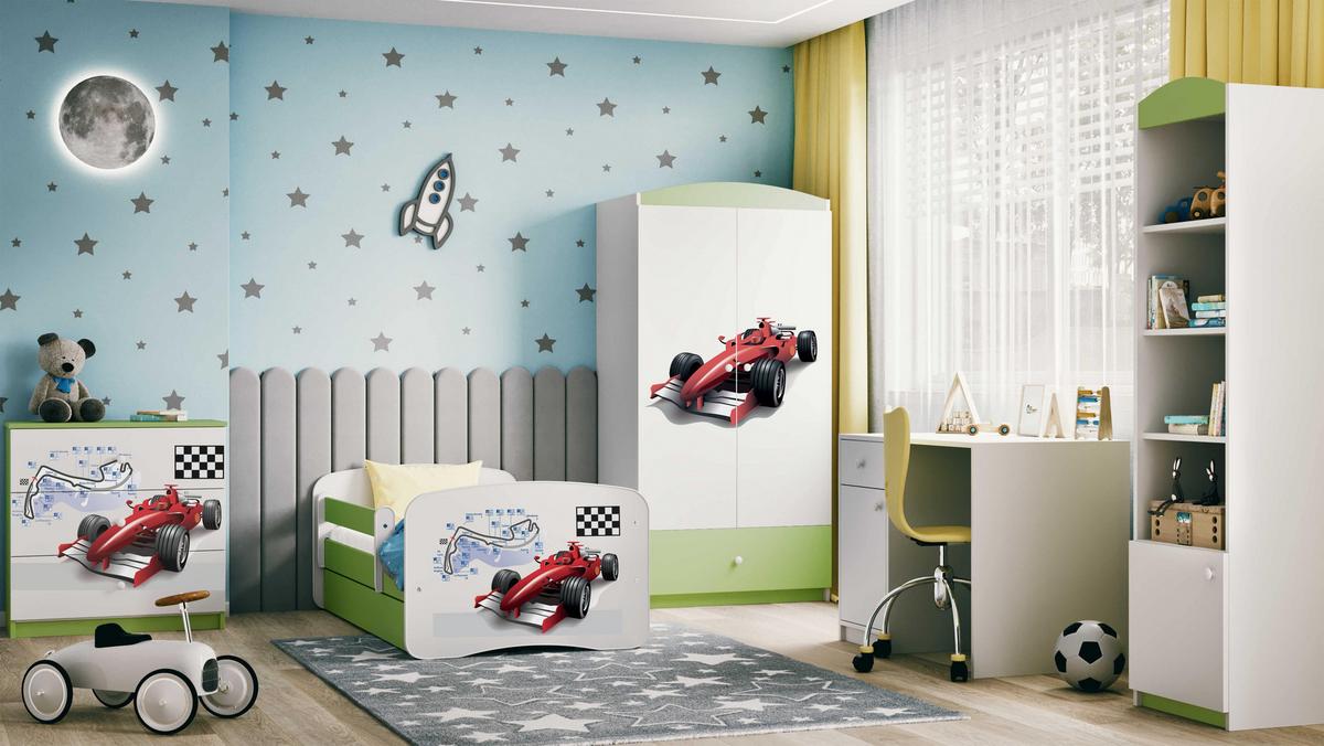 KINDERKLEIDERSCHRANK Formel 1 - Grün, Holzwerkstoff (90/175/52cm) - RAUMHIRSCH FURNITURE